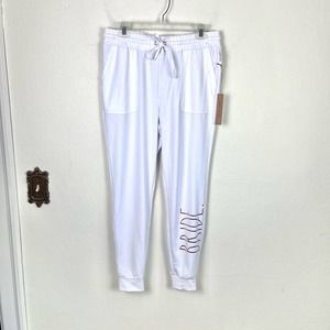 Rae Dunn Bride White Jogger Sweatpants Size Medium NEW